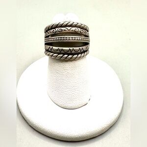 Brighton Sterling Silver Five Row Etched Scroll Stacked Band Ring Size 5.75